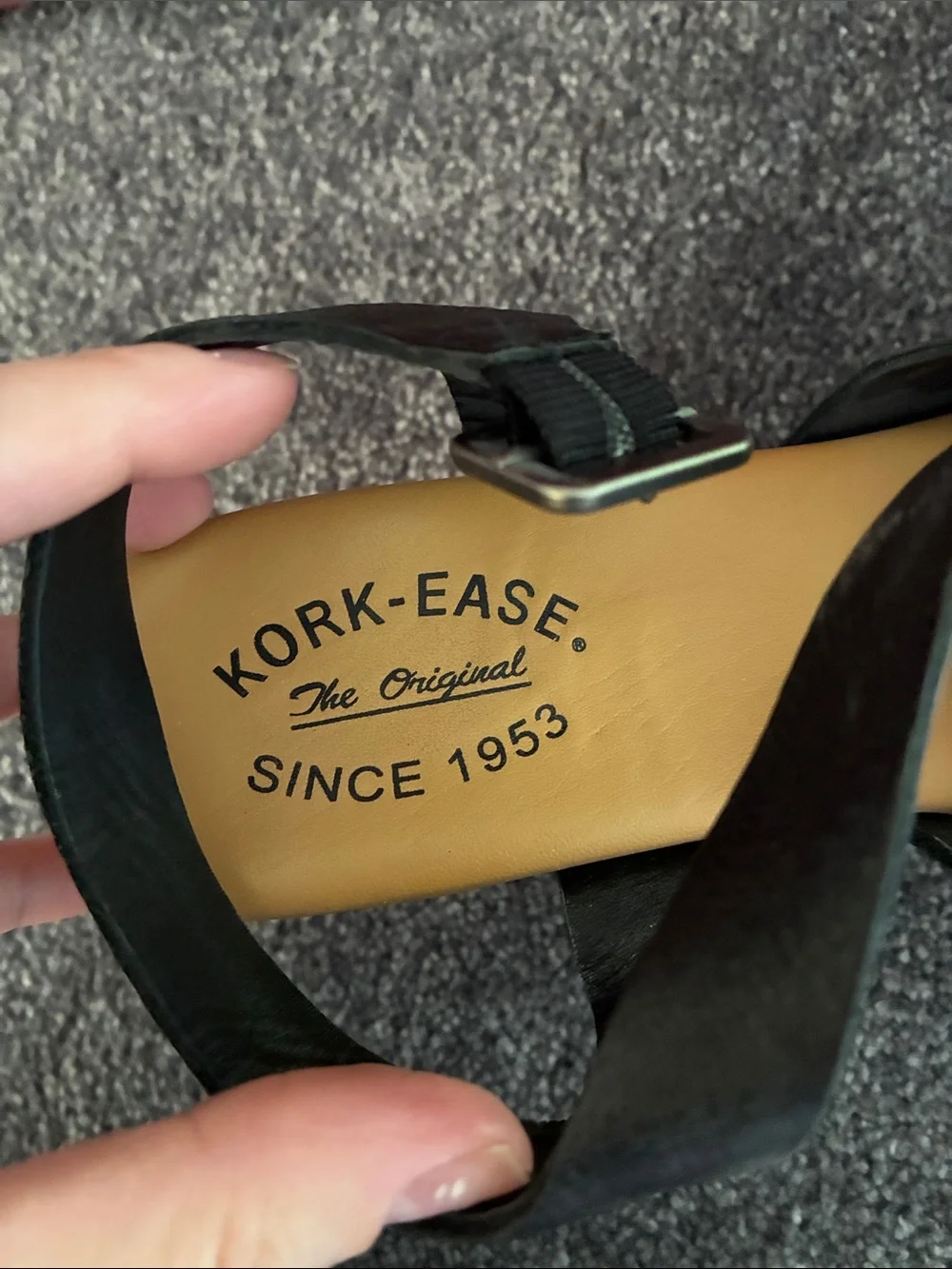 Kork-Ease Black Leather Crisscross Wedge Sandals